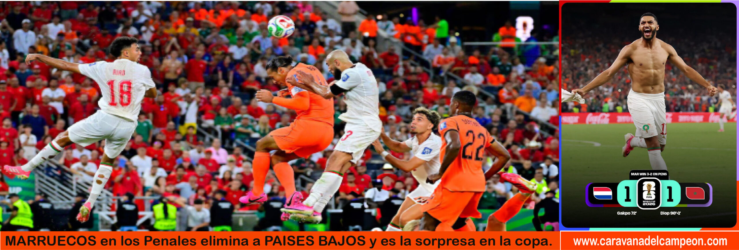 Marruecos VS Paises Bajos 32avos. de Final Copa Mundial 2026