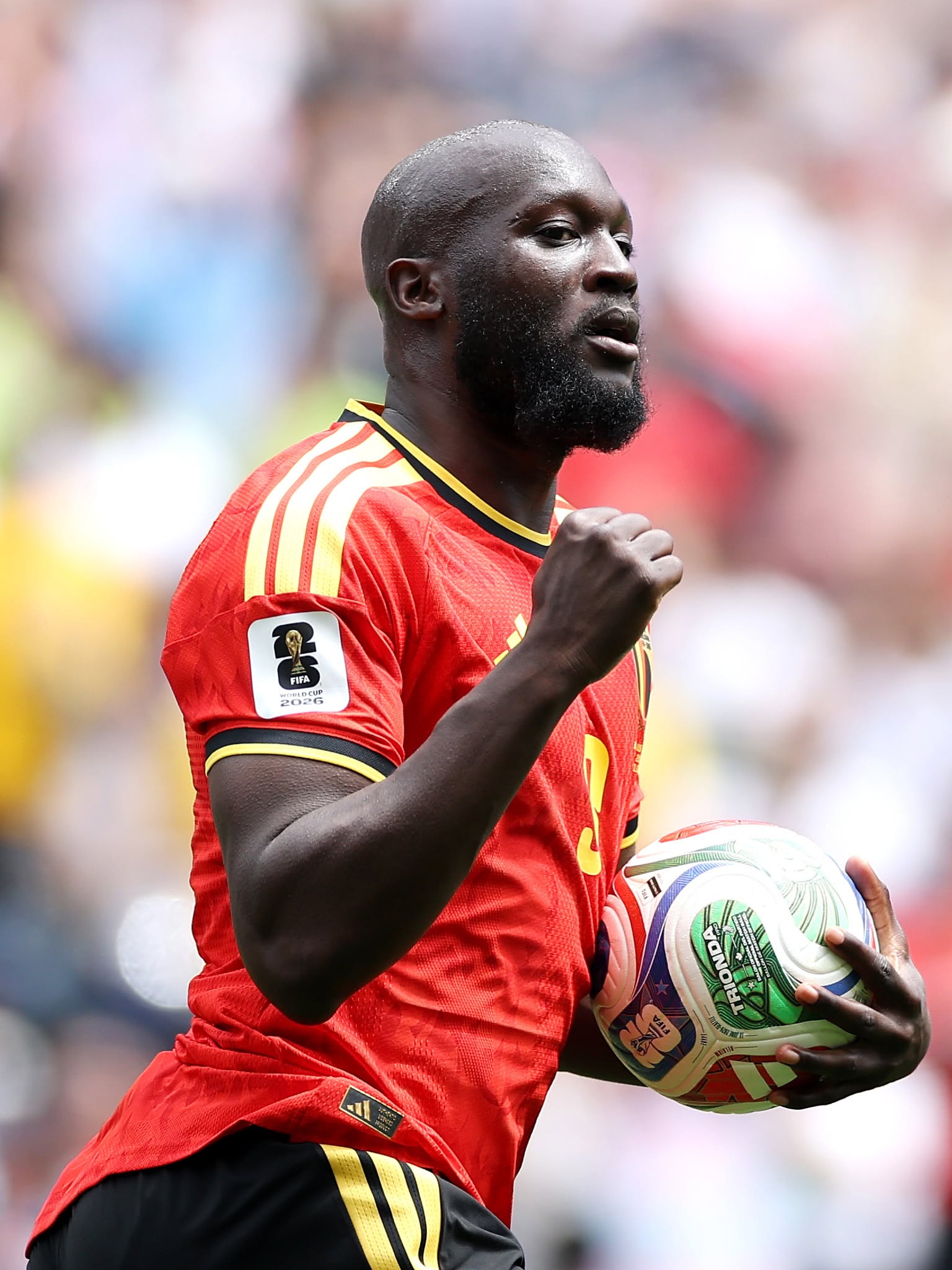 SEATTLE, WASHINGTON - JUNE 15: Romelu Lukaku #9 of Belgium celebrates an own goal by Mohamed Hany #3 of Egypt during the FIFA World Cup 2026 Group G match between Belgium and Egypt at Seattle Stadium on June 15, 2026 in Seattle, Washington. (Photo by Sarah Stier - FIFA/FIFA via Getty Images)
