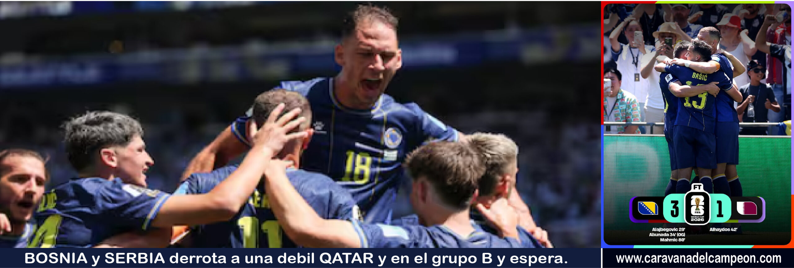 Bosnia VS Catar 3era. fecha Grupo B Copa Mundial 2026