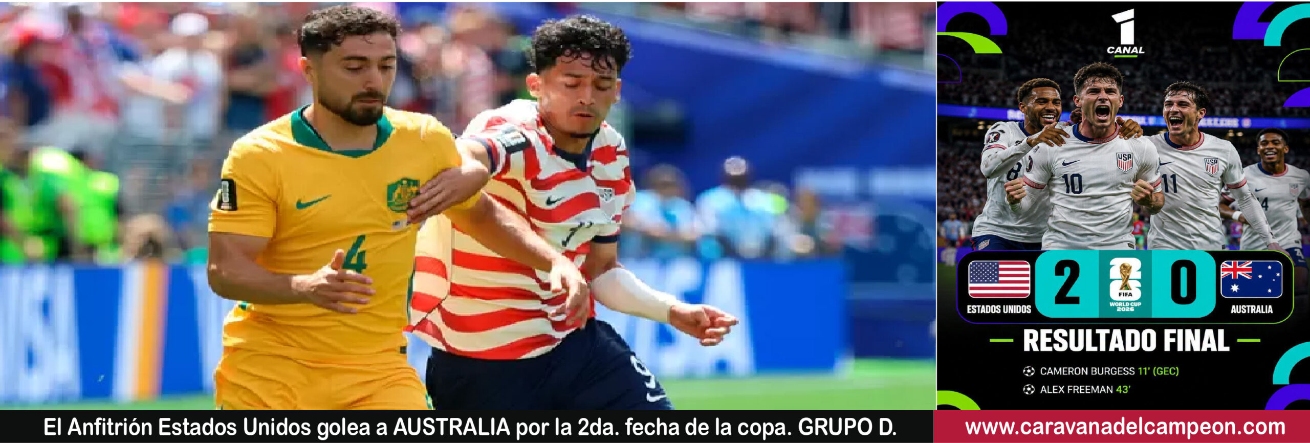 Estados Unidos VS Australia 2da. Fecha Grupo D Copa Mundial.