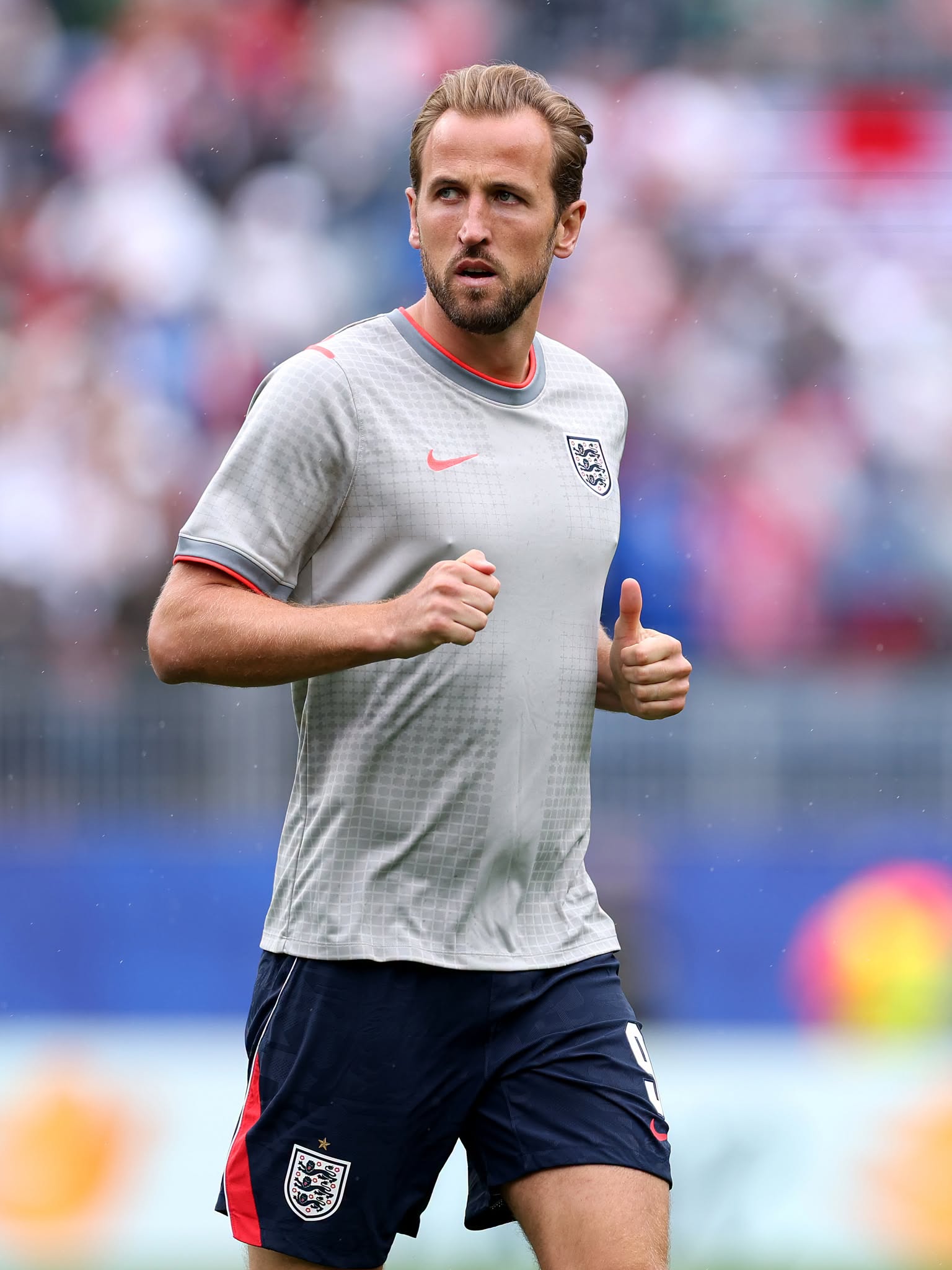 FOXBOROUGH, MASSACHUSETTS - JUNE 23: Harry Kane #9 of England warms up before the FIFA World Cup 2026 Group L match between England and Ghana at Boston Stadium on June 23, 2026 in Foxborough, Massachusetts. (Photo by Maddie Meyer - FIFA/FIFA via Getty Images)