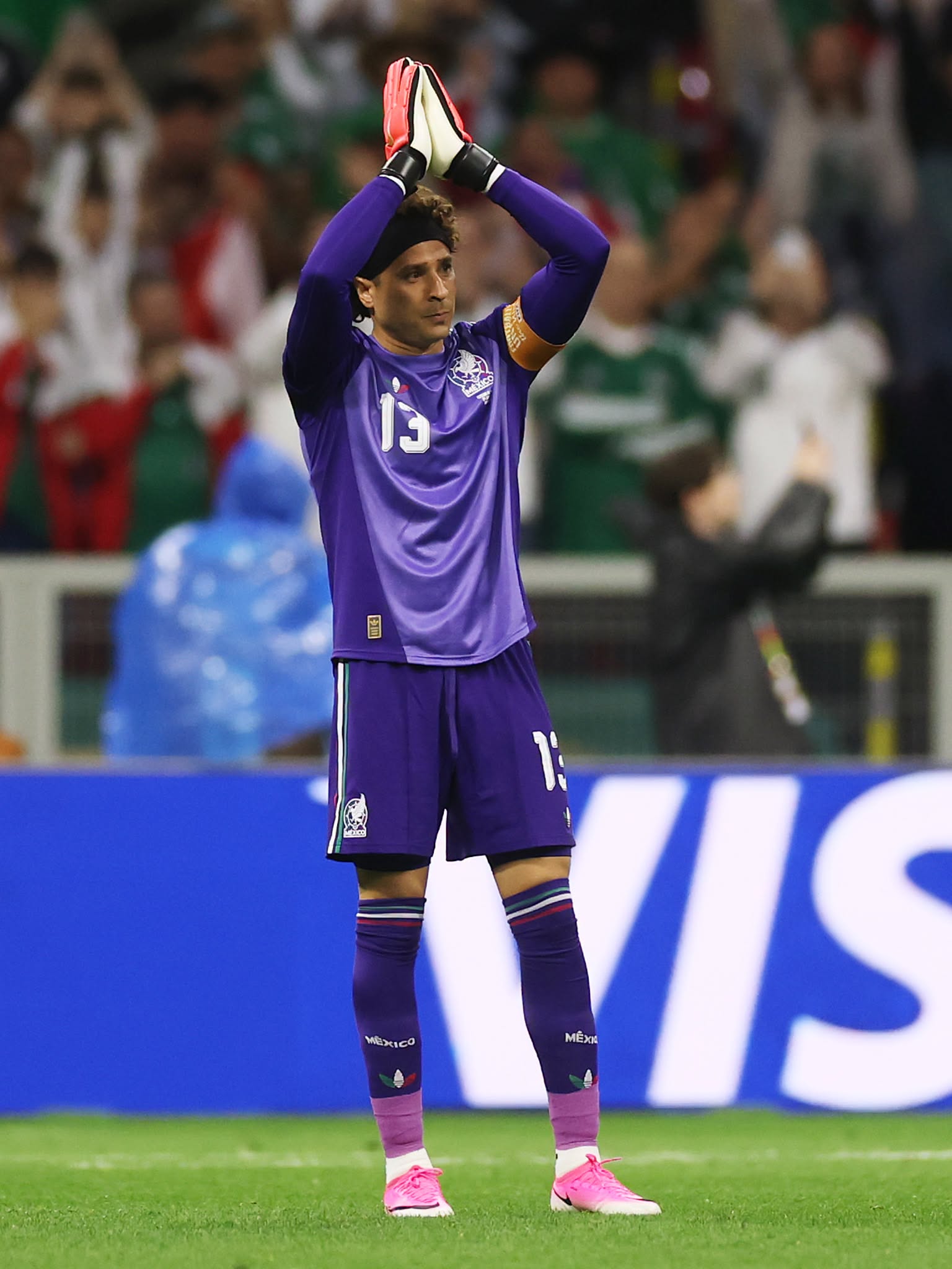 MEXICO CITY, MEXICO - JUNE 24: Guillermo Ochoa #13 of Mexico applauds fans as he comes on during the FIFA World Cup 2026 Group A match between Czechia and Mexico at Mexico City Stadium on June 24, 2026 in Mexico City, Mexico. (Photo by Lars Baron/Getty Images)