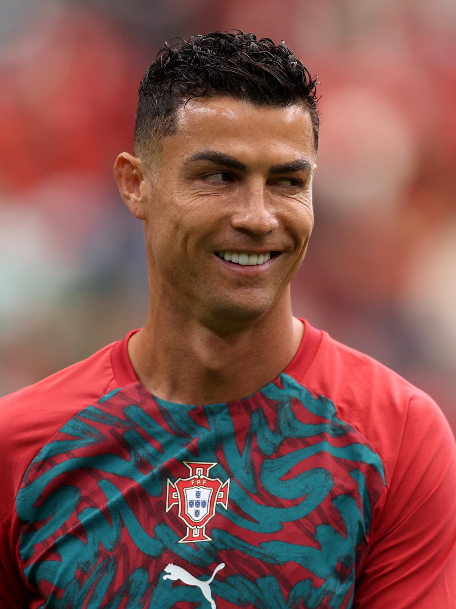 HOUSTON, TEXAS - JUNE 23: Cristiano Ronaldo #7 of Portugal is seen during the warms up before the FIFA World Cup 2026 Group K match between Portugal and Uzbekistan at Houston Stadium on June 23, 2026 in Houston, Texas. (Photo by Alex Pantling - FIFA/FIFA via Getty Images)
