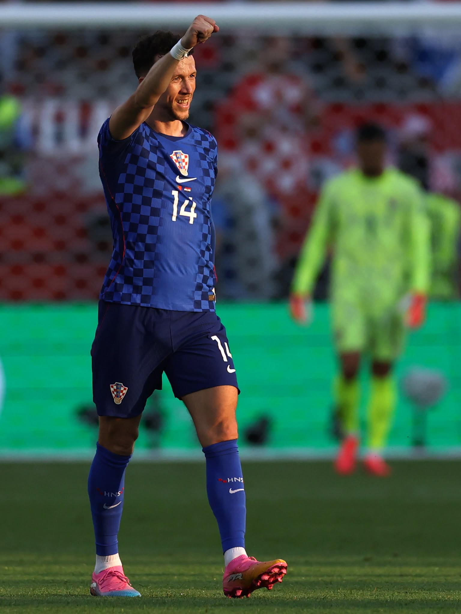 TORONTO, ONTARIO - JULY 02: Ivan Perisic #14 of Croatia celebrates after scoring his team’s first goal during the FIFA World Cup 2026 Round of 32 match between Portugal and Croatia at Toronto Stadium on July 02, 2026 in Toronto, Ontario. (Photo by Buda Mendes/Getty Images)