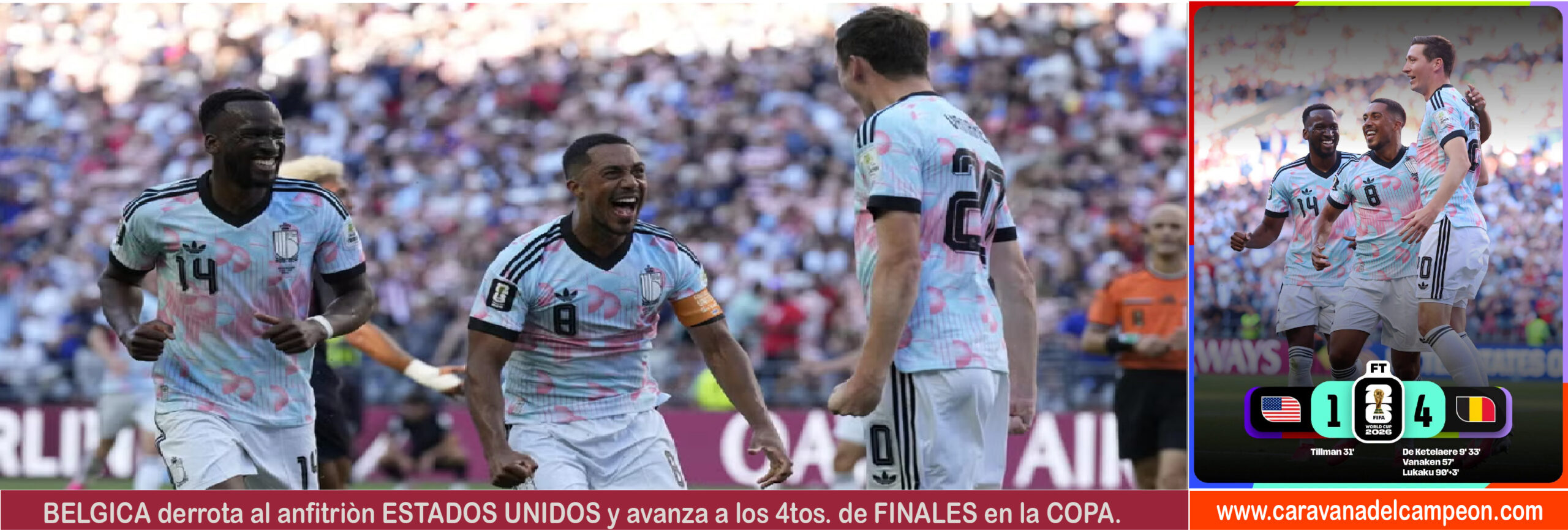 Estados Unidos VS Belgica 16avos. de Final Copa Mundial 2026